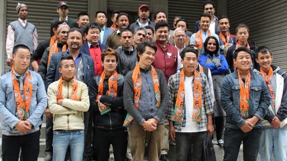 Members of BJP youth wing in Sikkim after a meeting on February 19