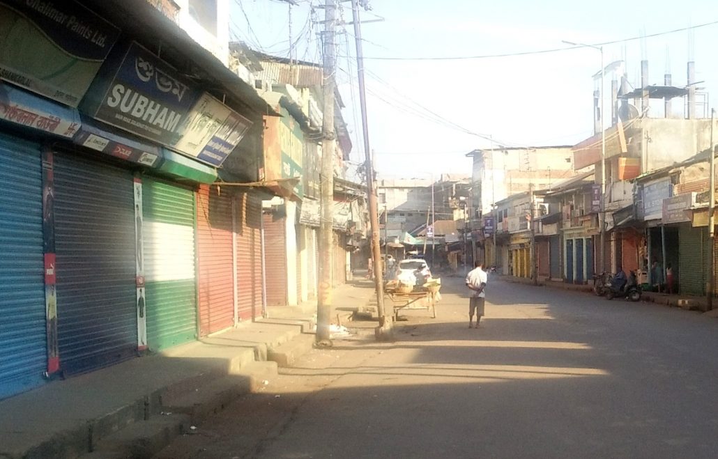 Golaghat Town wears a deserted look during the Bandh