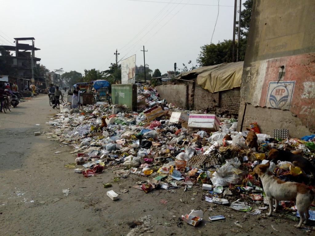 Garbage littered at Dibrugarh town due to municipal workers' strike