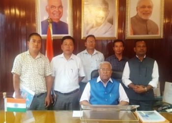 Nagaland governor P.B. Acharya with principal and teachers of Government Hindi Institute, Dimapur at Raj Bhavan, Kohima on Wednesday.