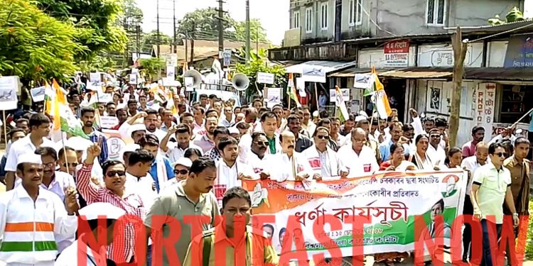 congress protest in assam's biswanth