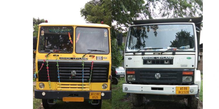 stone laden trucks
