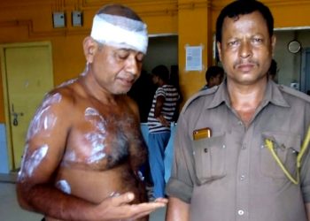 Jakir Hussain Laskar, the accused who killed his mother coming out of SMCH post medical treatment