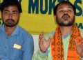 Akhil Gogoi adviser KMSS addressing a Press Conference at Guwahati on 18-11-18.Pix by UB Photos