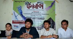 Subrat Dutta Chief Cordinator of Jonaki film festival addressing press conference regarding Jonaki film festival, organised by Department of communication and Journalist, Gauhati University at Guwahati on 27-11-18.Pix by UB Photos