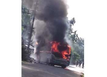 school bus caught fire at Baksa