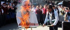 Modi effigy burnt, Massive protest against citizenship bill in Mizoram