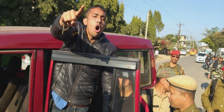 Police detained Protestor at Sivasagar