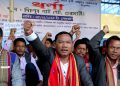 লাষ্ট গে’টত ধৰ্ণাত বহিল ৰাভা সংগঠন :  চৰকাৰক শীঘ্ৰে দাবীসমূহ পূৰণৰ বাবে আহ্বান