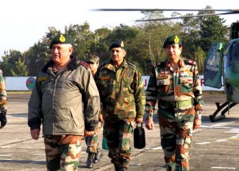 Gen. Bipin Rawat arrives in Rangapahar military station on Saturday.
