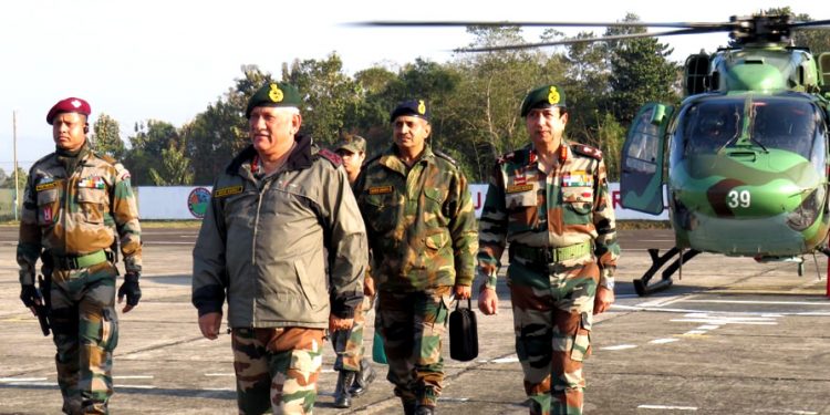 Gen. Bipin Rawat arrives in Rangapahar military station on Saturday.