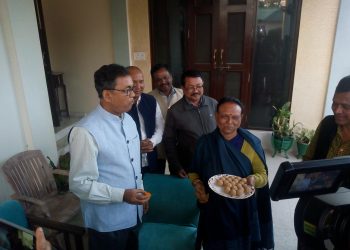 Ghatowar and his wife Jibon Tara Ghatowar celebrated with sweets