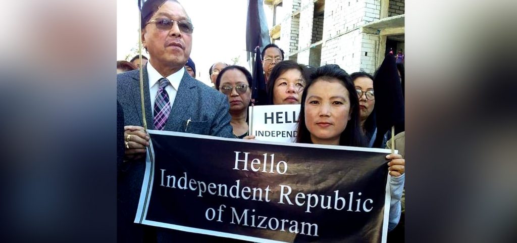 Protest held in Mizoram with placards signaling for an independent republic