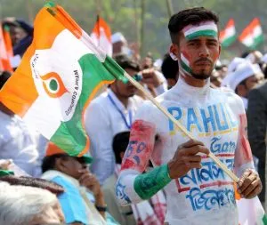Rahul Gandhi public rally supporter