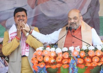 কলিয়াবৰত অগপ প্ৰাৰ্থী মণি মাধৱৰ হৈ প্ৰচাৰ চলালে অমিত শ্বাহে