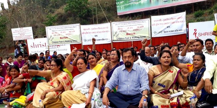 Amid loksabha hullabaloo, Assam BJP MLA joins people's protest against construction of 'Srishti Nagar' in Guwahati