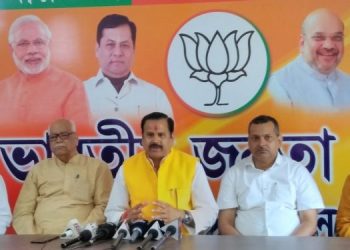 BJP-In-charge-for-Assam-rural-development-minister-of-UP-Mahendra-Singh-along-with-other-BJP-leaders-of-Barak-valley-addressing-the-press-in-Silchar-on-Tuesday-750x375