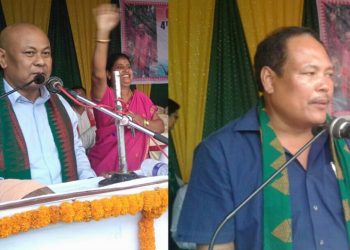 BTC-Chief-Hagrama-Mohilary-L-and-MP-Biswajit-Daimary-addressing-the-rally