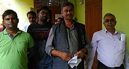 Dilip Kumar an Independent candidate withdraws his nomination and walks out with his supporters in Silchar on Friday