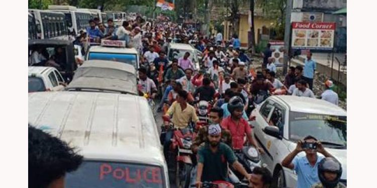 Congress took out huge poll byke rally in Assam's Darrang