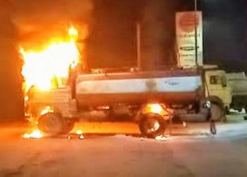 Burning oil tanker on NH 37 creates sensation in Assam's Numaligarh