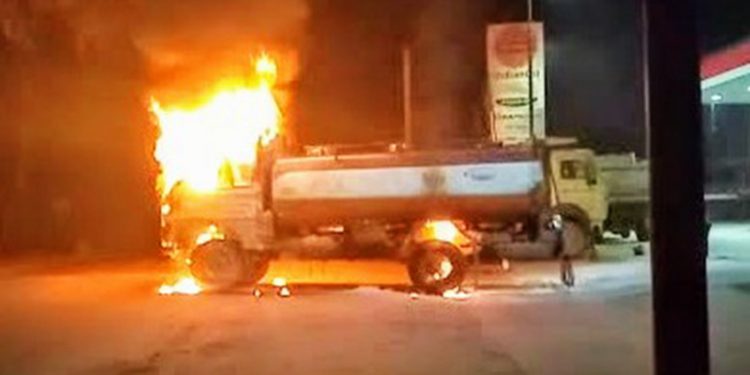 Burning oil tanker on NH 37 creates sensation in Assam's Numaligarh