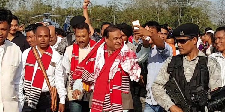 Himanta Biswa in Assam's Majuli, asks vote for BJP