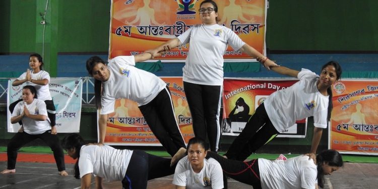 International Yoga day observed in Assam's Sivasagar also
