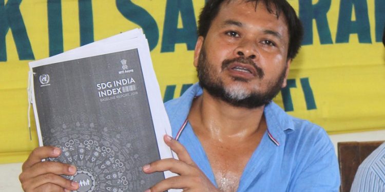 01-07-19 Guwahati- Akhil Gogoi press conference Quoting NITI aayog report, Akhil Gogoi slams Sonowal government