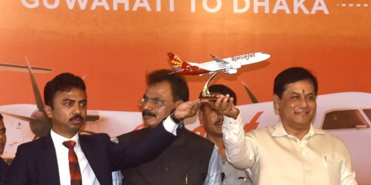 Chief Minister Sarbananda Sonowal at the launching programme of Spicejet international flight connecting Guwahati and Dhaka at LGBI Airport in Guwahati on 01-07-19.Pix by UB Photos