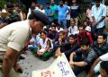 Assam disabled persons forum protests in front of Dispur police station