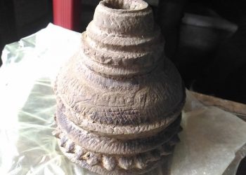 Stone sculpture, presumably of Ahom era, found in Assam's Sivasagar