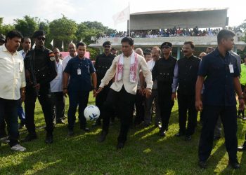 Sonowal playing football