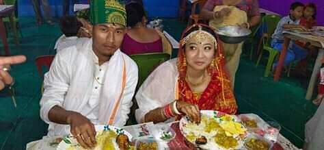 Assam footbal player Holicharan Narzary weds Geetanjali