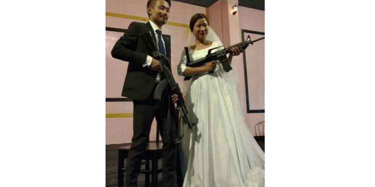 Bride-Groom with Guns at hand