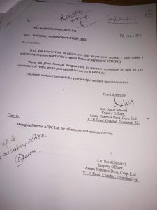 Enquiry Report of Fishery Dept asking action