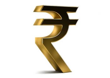 Rupee Currency Golden Graphic. 3D Rendering Illustration