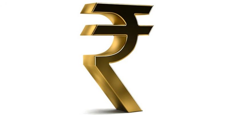 Rupee Currency Golden Graphic. 3D Rendering Illustration