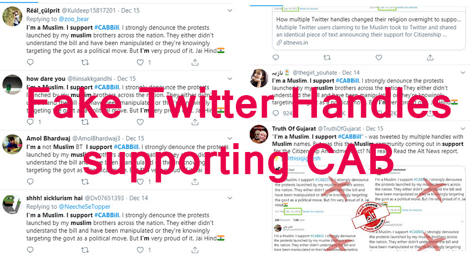 Fake Twitter accounts supporting CAB