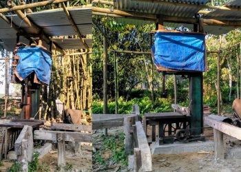 আৰক্ষীৰ ধাৰাবাহিক অভিযান; বোকাখাতত কাঠফলা মিলসহ চোৰাং কাঠ জব্দ