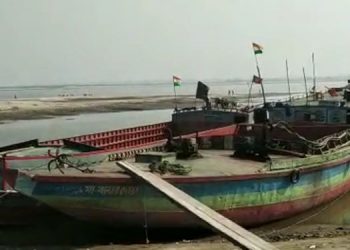 Two Bangladeshi barges – MV Sagar Express and MV Alvahar at Dhubri river port