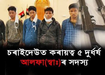 আলফা (স্বা)ৰ পাঁচগৰাকী দুৰ্ধৰ্ষ সদস্যক আটক; বহৎ পৰিমাণৰ অস্ত্ৰ-শস্ত্ৰ উদ্ধাৰ