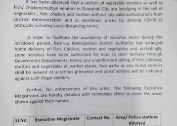 Lockdown: Kamrup metro administration to take action against illegal vegetable, fish, meat vendors in Guwahati