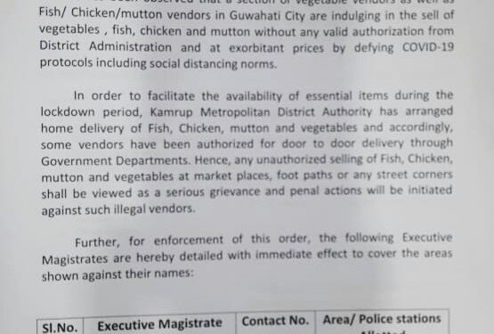 Lockdown: Kamrup metro administration to take action against illegal vegetable, fish, meat vendors in Guwahati