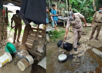 বিশ্বনাথত কেইবাটাও মদৰ ঘাটি উচ্ছেদ; চুলাই, লাওপানী প্ৰস্তুত কৰা সামগ্ৰী জব্দ