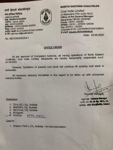 CIL suspends all mining operations of North Eastern Coalfields amid protests