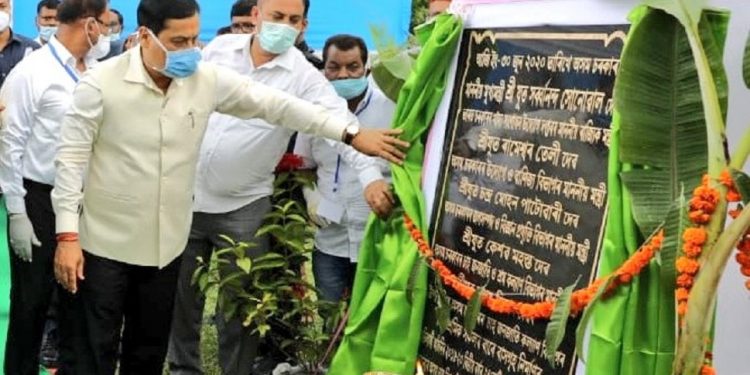CM Sonowal laid the foundation stone for construction of 1903 houses for the workers in 15 Assam Tea Corporation Ltd owned gardens at Amluckie Tea Estate