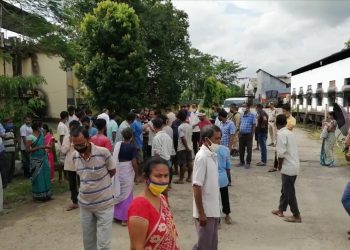Workers protest at National plywood factory in Margherita