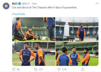 ইংলেণ্ডৰ বিৰুদ্ধে শৃংখলাৰ পূৰ্বে ভাৰতীয় দলৰ কোভিড ফলাফল নিগেটিভ; চেন্নাইত প্ৰশিক্ষণ আৰম্ভ