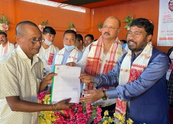 Union Minister of State Rameshwar Teli at the "e-Shram" function in Ledo